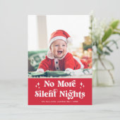 Schattigee Grappige Baby Geen Stille Nachten Foto Feestdagenkaart (Staand voorkant)