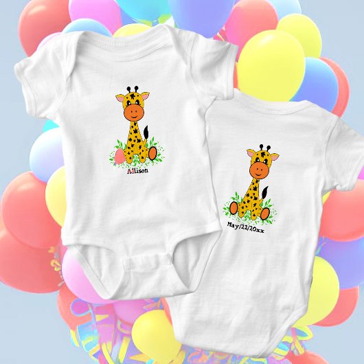 Schattigee grappige baby giraffe, personaliseerbaa romper