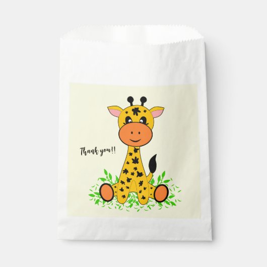 Schattigee grappige baby giraffe voor kinderen op  bedankzakje (Voorkant)