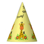 Schattigee grappige baby giraffe voor kinderen op  feesthoedjes (Links)