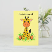 Schattigee grappige baby giraffe voor kinderen op  kaart (Staand voorkant)