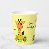 Schattigee grappige baby giraffe voor kinderen op  papieren bekers (Voorkant)