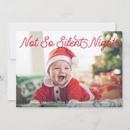 Schattigee Grappige Baby niet zo stille nachten fo Feestdagenkaart (Voorkant)