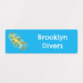 Schattigee Grappige Bladderige zee Dragon cartoon  Labels (Design 2)