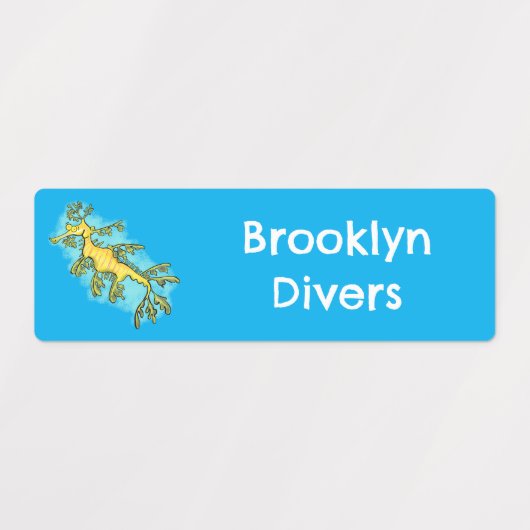 Schattigee Grappige Bladderige zee Dragon cartoon Labels (Design 1)