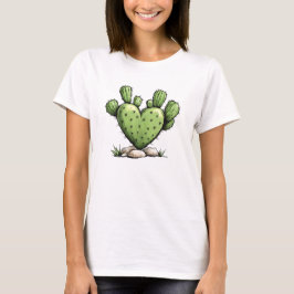 Schattigee Grappige Cactus Hart Valentijnsdag T-shirt