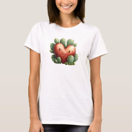 Schattigee Grappige Cactus Hart Valentijnsdag T-shirt