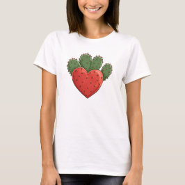 Schattigee Grappige Cactus Hart Valentijnsdag T-shirt