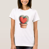 Schattigee Grappige Cactus Hart Valentijnsdag T-shirt (Voorkant)