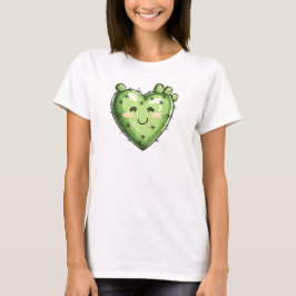 Schattigee Grappige Cactus Hart Valentijnsdag T-shirt