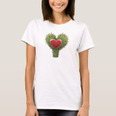 Schattigee Grappige Cactus Hart Valentijnsdag T-shirt (Voorkant)