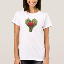 Schattigee Grappige Cactus Hart Valentijnsdag T-shirt