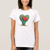 Schattigee Grappige Cactus Hart Valentijnsdag T-shirt (Voorkant)