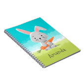 Schattigee Grappige Cartoon Bunny Rabbit Carrot vo Notitieboek (Rechterzijde)
