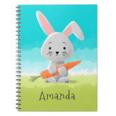 Schattigee Grappige Cartoon Bunny Rabbit Carrot vo Notitieboek (Voorkant)