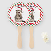 Schattigee Grappige Cartoon Kerstkat Set van Fans Handwaaier (Voorkant en achterkant)