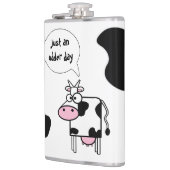 Schattigee Grappige Cartoon Koe Uier Dag Heupfles (Links)