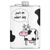 Schattigee Grappige Cartoon Koe Uier Dag Heupfles (Voorkant)