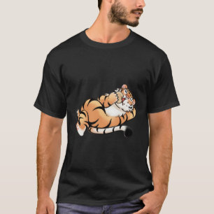 Schattigee Grappige Cartoon Vette Tijger Liggend E T-shirt