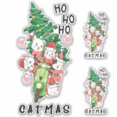 Schattigee Grappige  Cat Claus Catmas Sticker (Voorkant)