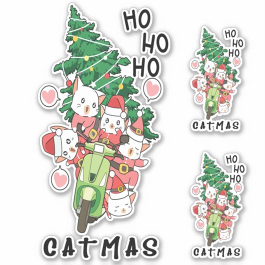 Schattigee Grappige Cat Claus Catmas Sticker (Voorkant)