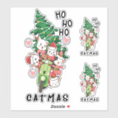 Schattigee Grappige Cat Claus Catmas Sticker (Vel)