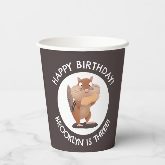 Schattigee grappige chipmunk cartoon gepersonalise papieren bekers (Achterkant)