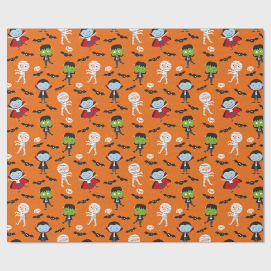 Schattigee grappige Dracula Halloween Vampire op s Cadeaupapier (Vlak)