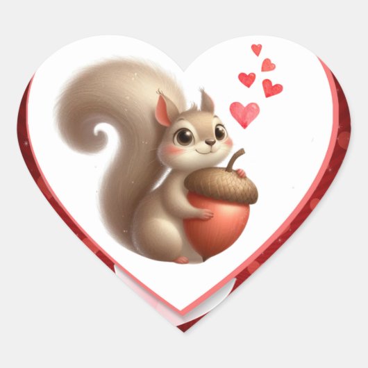Schattigee grappige eekhoorn Valentijnsdag Hart Sticker (Voorkant)
