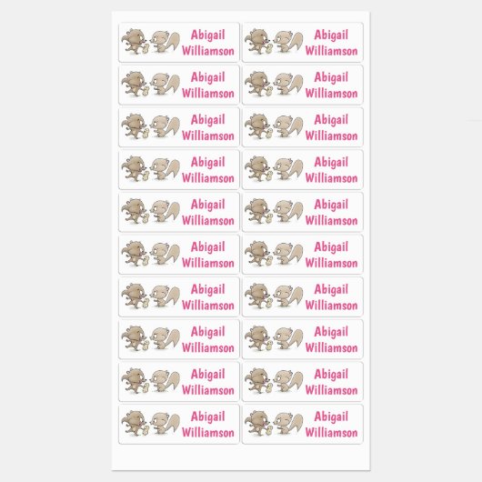 Schattigee grappige eekhoorns cartoon gepersonalis labels (Vel)