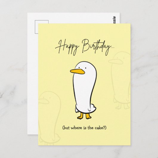 Schattigee Grappige Eend Verjaardag Kaart - Waar I (Voorkant / Achterkant)