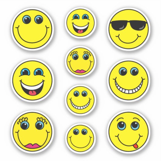 Schattigee grappige emoji gezichten personages sticker (Voorkant)