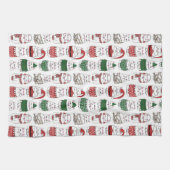 Schattigee Grappige Feestelijke Kerstkat Theedoek (Horizontaal)