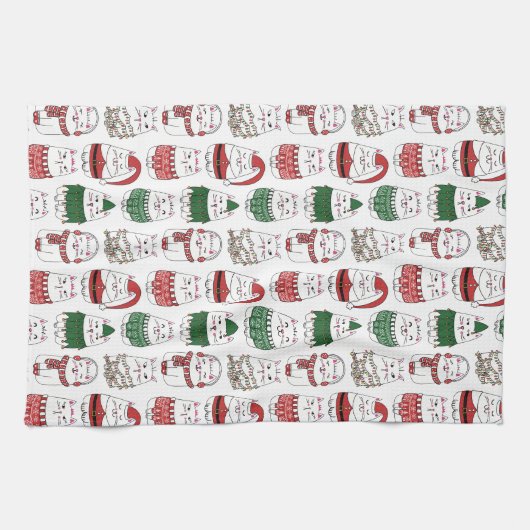 Schattigee Grappige Feestelijke Kerstkat Theedoek (Horizontaal)