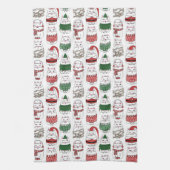 Schattigee Grappige Feestelijke Kerstkat Theedoek (Verticaal)