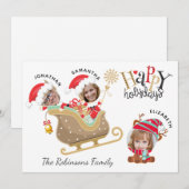 Schattigee Grappige Foto Santa Familie Rendier Ker Feestdagenkaart (Voorkant / Achterkant)