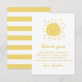 Schattigee grappige gele zon. Sunshine kids verjaa Bedankkaart (Voorkant / Achterkant)