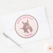 Schattigee grappige gepersonaliseerde aardvark ver ronde sticker (Envelop)