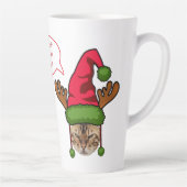 Schattigee Grappige Gepersonaliseerde Kat in Xmas  Latte Mok (Rechts)