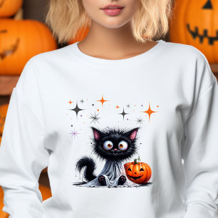 Schattigee Grappige Ghost Black Retro Kitten Hallo Trui