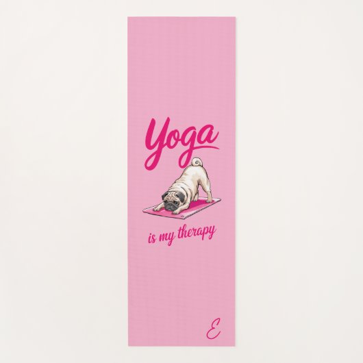 Schattigee Grappige Girly Hot Pink Pug Yogamat (Voorkant)