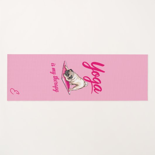 Schattigee Grappige Girly Hot Pink Pug Yogamat (Voorkant (horizontaal))
