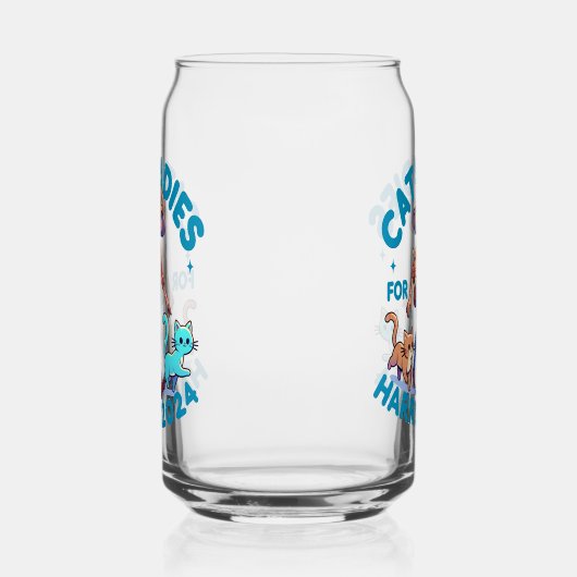 Schattigee Grappige Girly Kinderloze Cat Lady Kama Blikvorm Glas (Links)