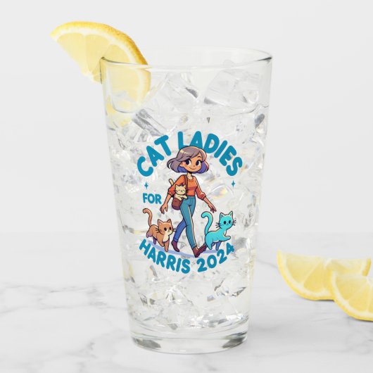 Schattigee Grappige Girly Kinderloze Cat Lady Kama Glas (Voorkant ijs)