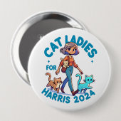 Schattigee Grappige Girly Kinderloze Cat Lady Kama Ronde Button 4,0 Cm (Voorkant /achterkant)