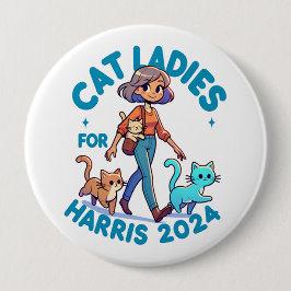 Schattigee Grappige Girly Kinderloze Cat Lady Kama Ronde Button 4,0 Cm