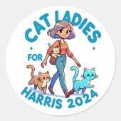 Schattigee Grappige Girly Kinderloze Cat Lady Kama Ronde Sticker (Voorkant)