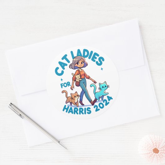 Schattigee Grappige Girly Kinderloze Cat Lady Kama Ronde Sticker (Envelop)
