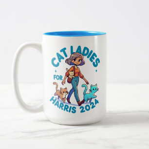 Schattigee Grappige Girly Kinderloze Cat Lady Kama Tweekleurige Koffiemok