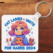 Schattigee Grappige Girly Kinderloze Cat Lady Unit Sleutelhanger (Achterkant)
